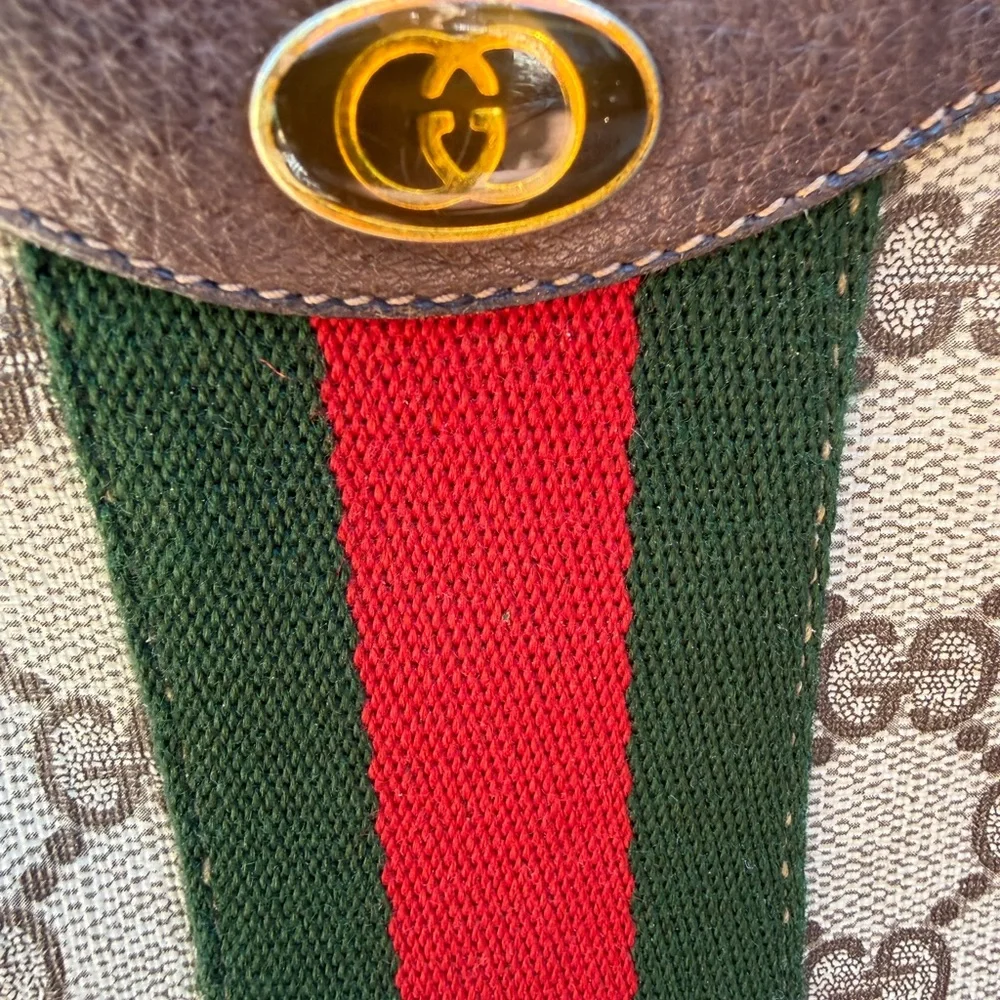 Vintage GUCCI web monogram laptop / tote / briefcase travel crossbody bag purse